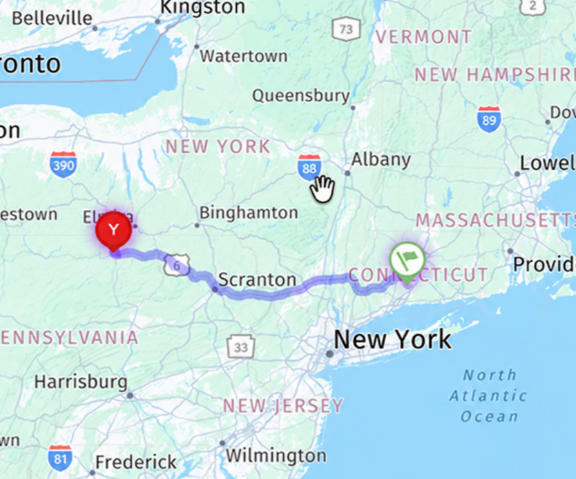 CT to the PA Wilds driving route